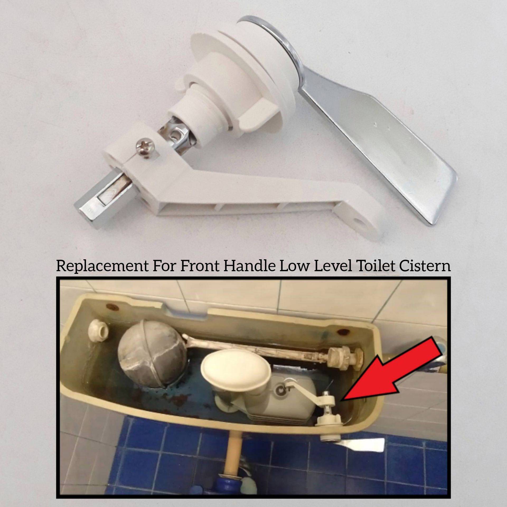 TOILET LOW LEVEL CISTERN FRONT LEVEL STEEL FLUSH HANDLE FOR BATHROOM
