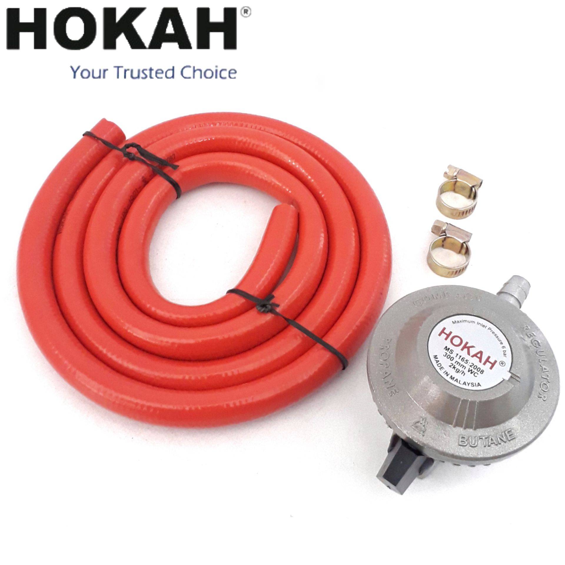 HOKAH LOW PRESSURE GAS REGULATOR WITH QUALITY GAS HOSE SET FOR HOME