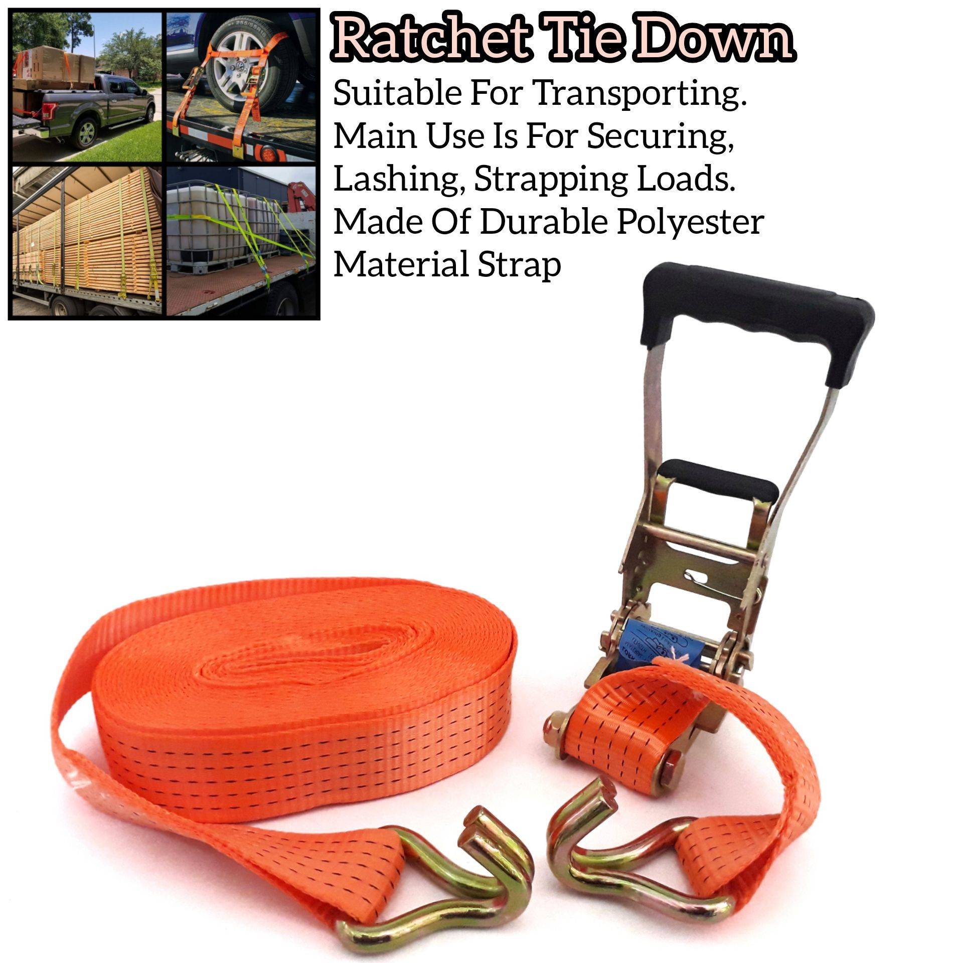 SUPER HEAVY DUTY LORRY TIE DOWN STRAP BELT 2" X 10M FOR TRANSPORTING