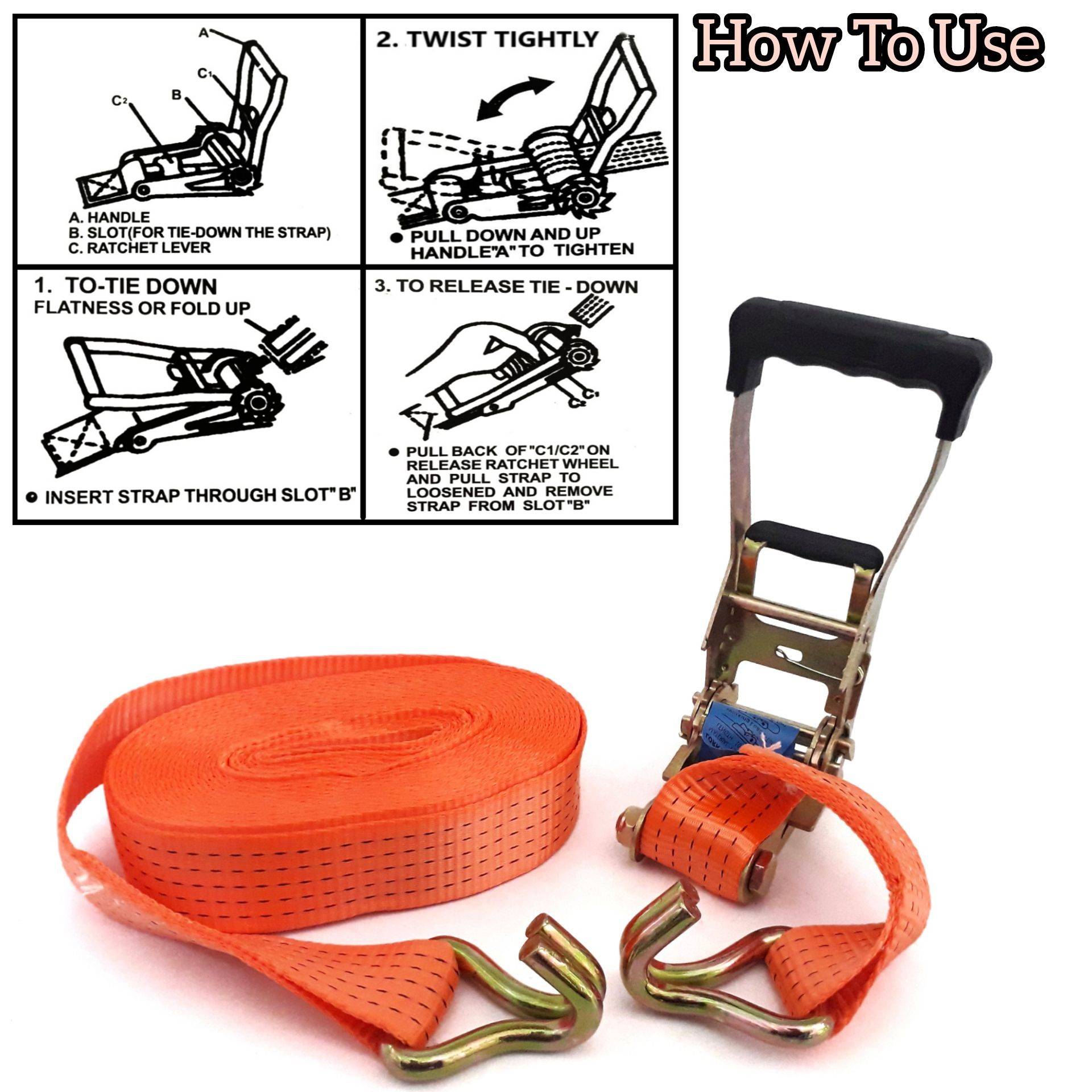 SUPER HEAVY DUTY LORRY TIE DOWN STRAP BELT 2" X 10M FOR TRANSPORTING