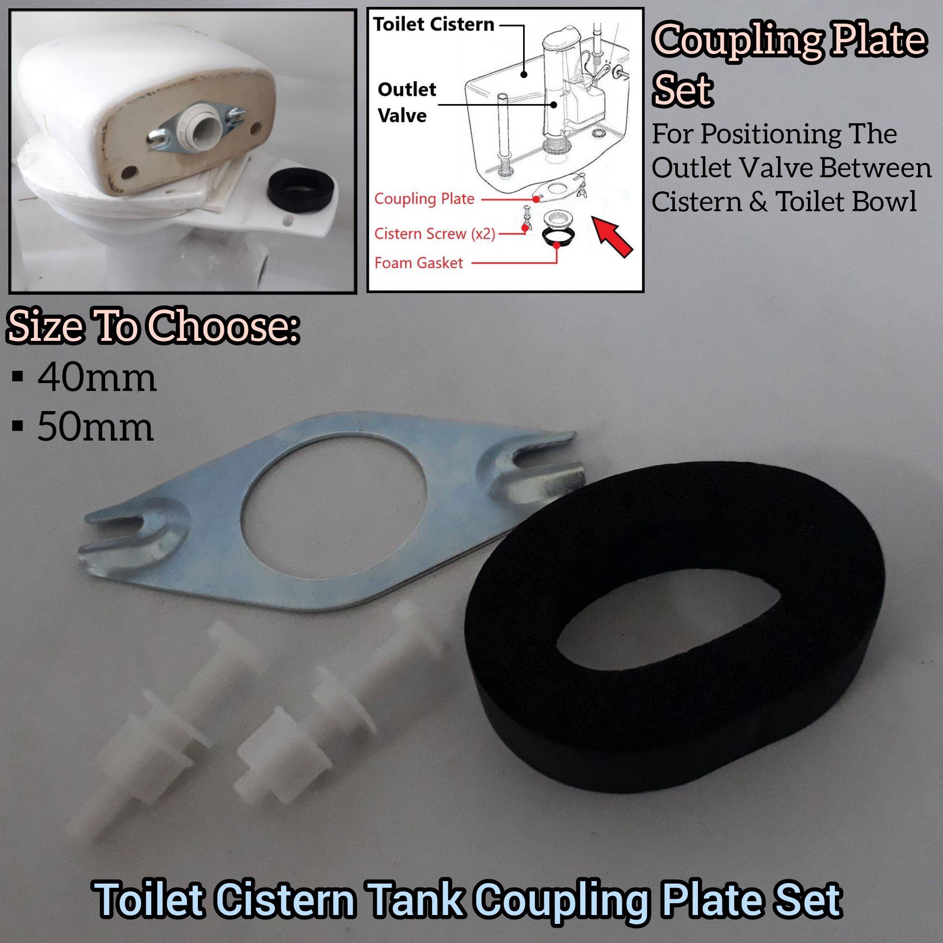 CISTERN TANK COUPLING STEEL PLATE SET FOR TOILET CISTERN TANK TIE WITH