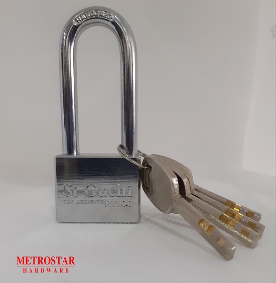 Stainless Steel Padlock with four keys attached