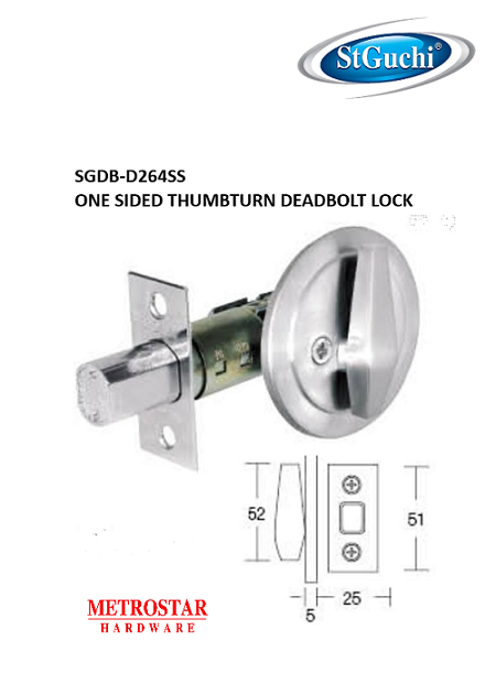 Stainless steel one sided thumb-turn deadbolt lock