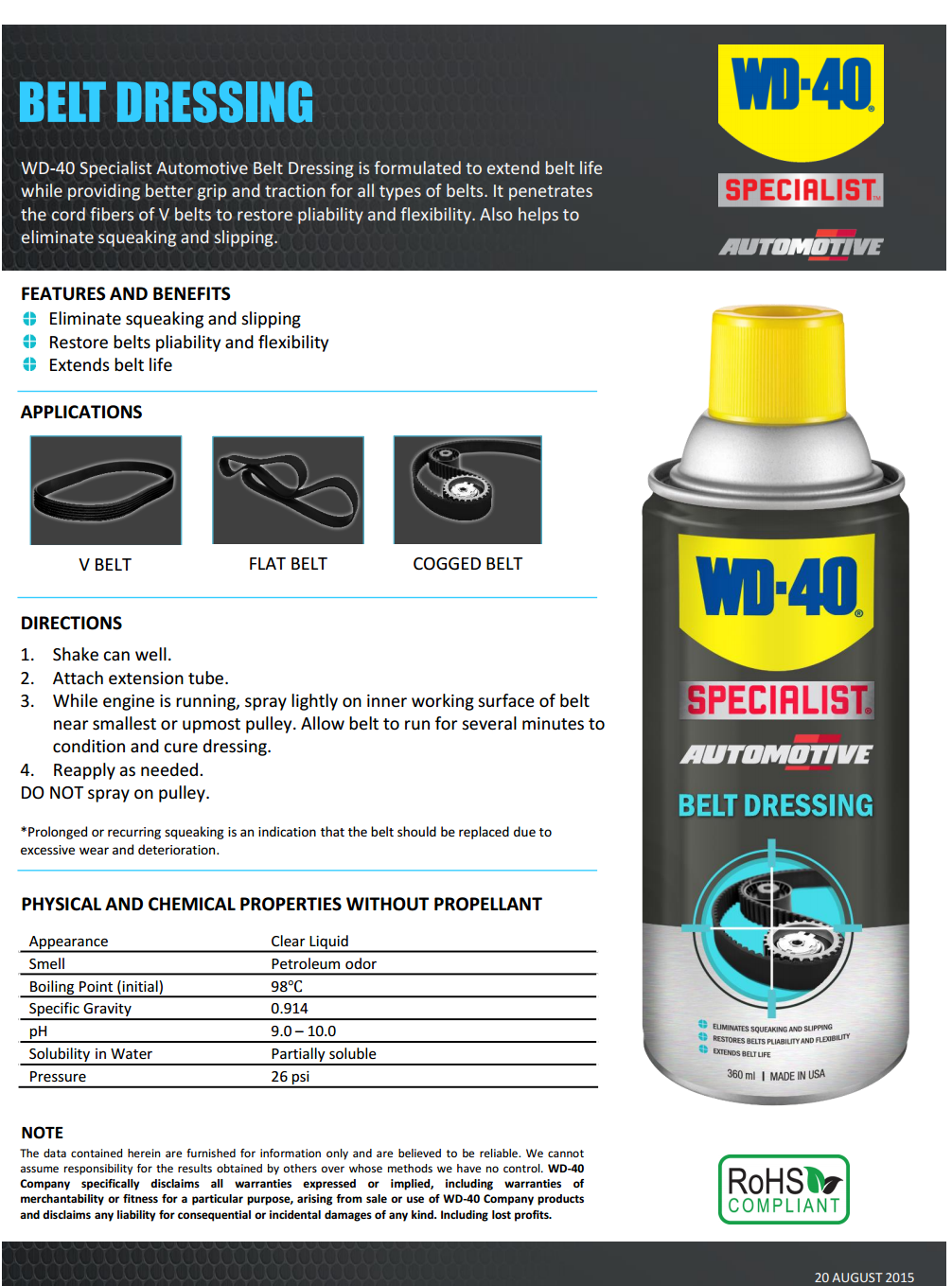 WD40 Specialist Automotive Belt Dressing