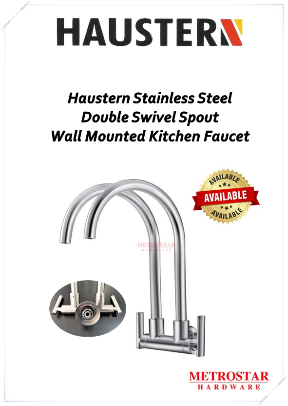 Haustern Stainless Steel Wall Mounted Kitchen Faucet With "U" Double