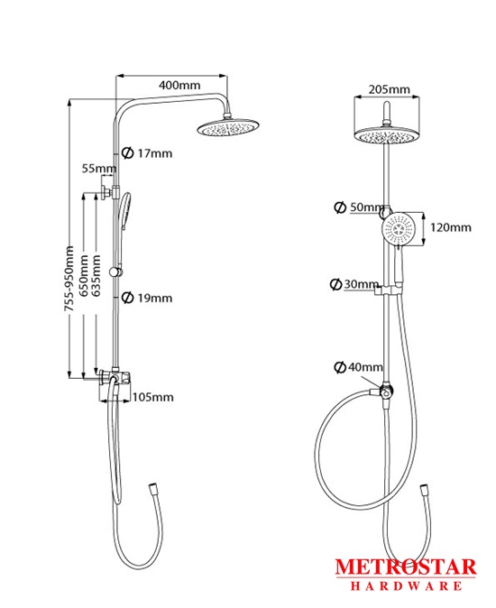 Rubine Rain Shower Water Heater SSE Series DC Pump(Silver Titanium)